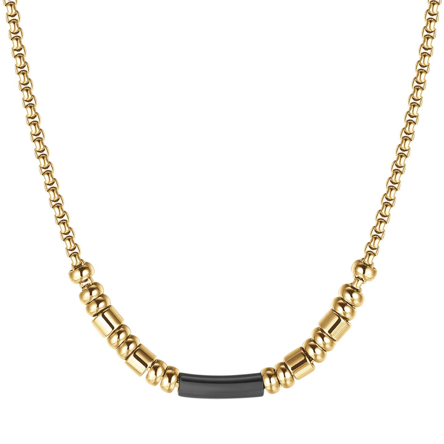 COLLANA UOMO IN ACCIAIO IP GOLD CON ELEMENTO IP NERO