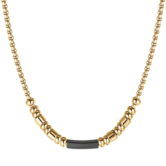 COLLANA UOMO IN ACCIAIO IP GOLD CON ELEMENTO IP NERO