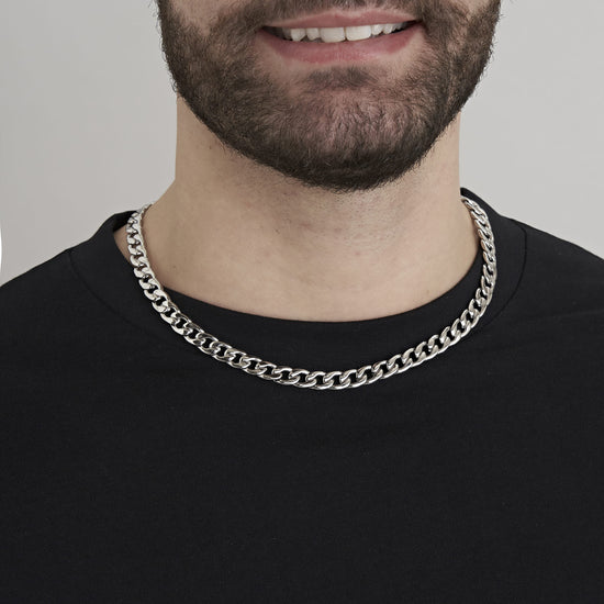COLLAR DE ACERO PARA HOMBRES CON ESLABONES DE 9 MM