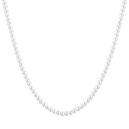 COLLAR DE HOMBRE DE ACERO CON PERLAS BLANCAS