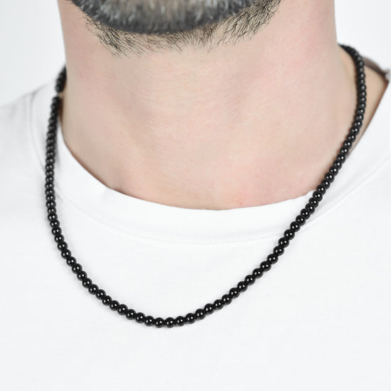 COLLAR DE HOMBRE DE ACERO CON PERLAS NEGRAS Luca Barra