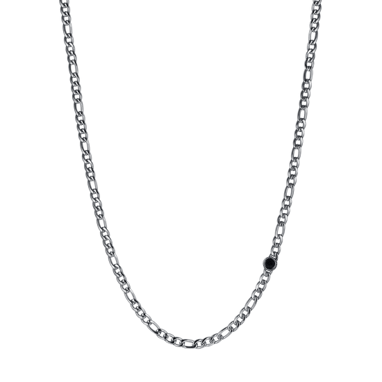 COLLAR DE HOMBRE DE ACERO CON AGATA NEGRA