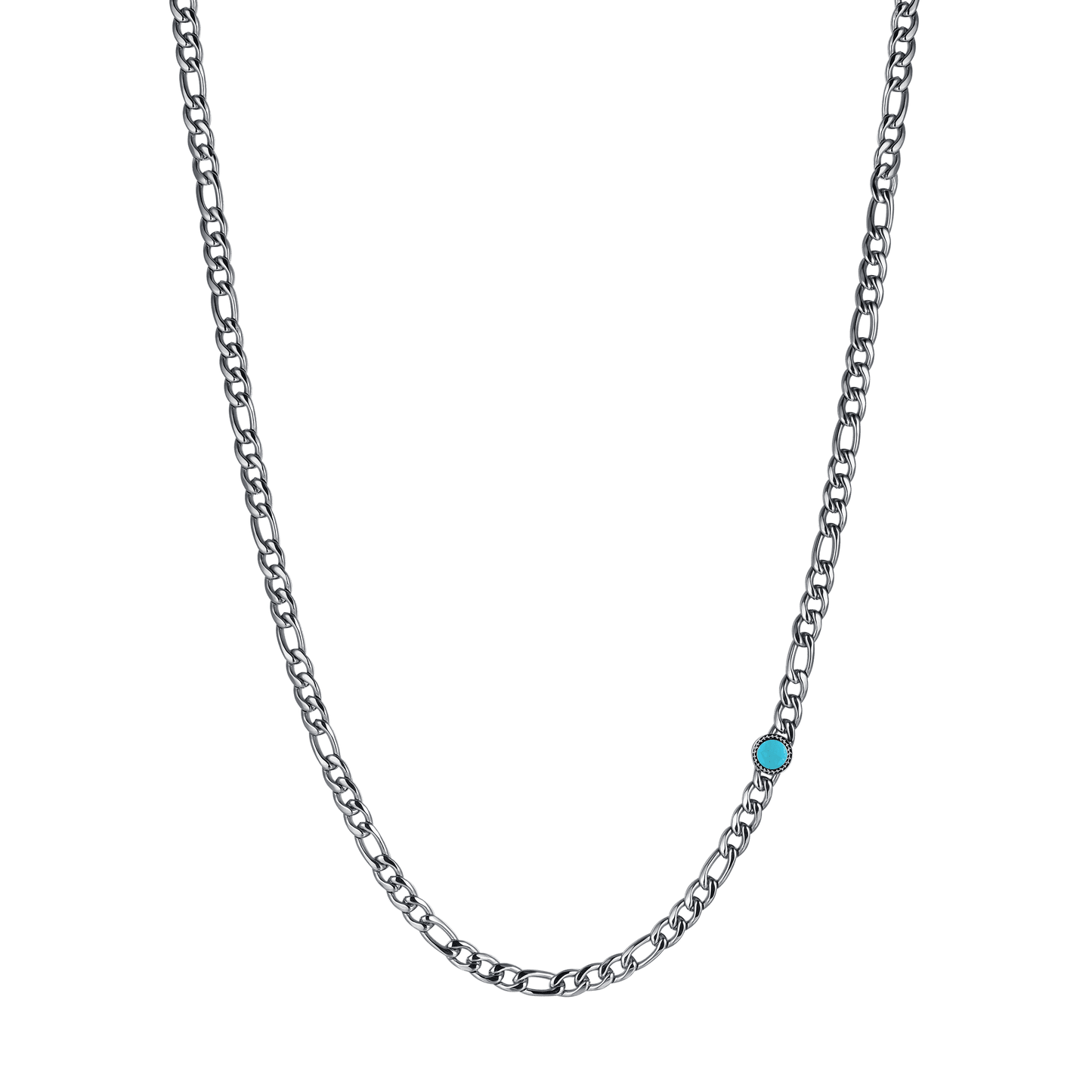 COLLAR DE HOMBRE DE ACERO CON PIEDRA DE TURQUESA Luca Barra