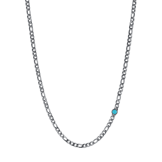 COLLAR DE HOMBRE DE ACERO CON PIEDRA DE TURQUESA Luca Barra