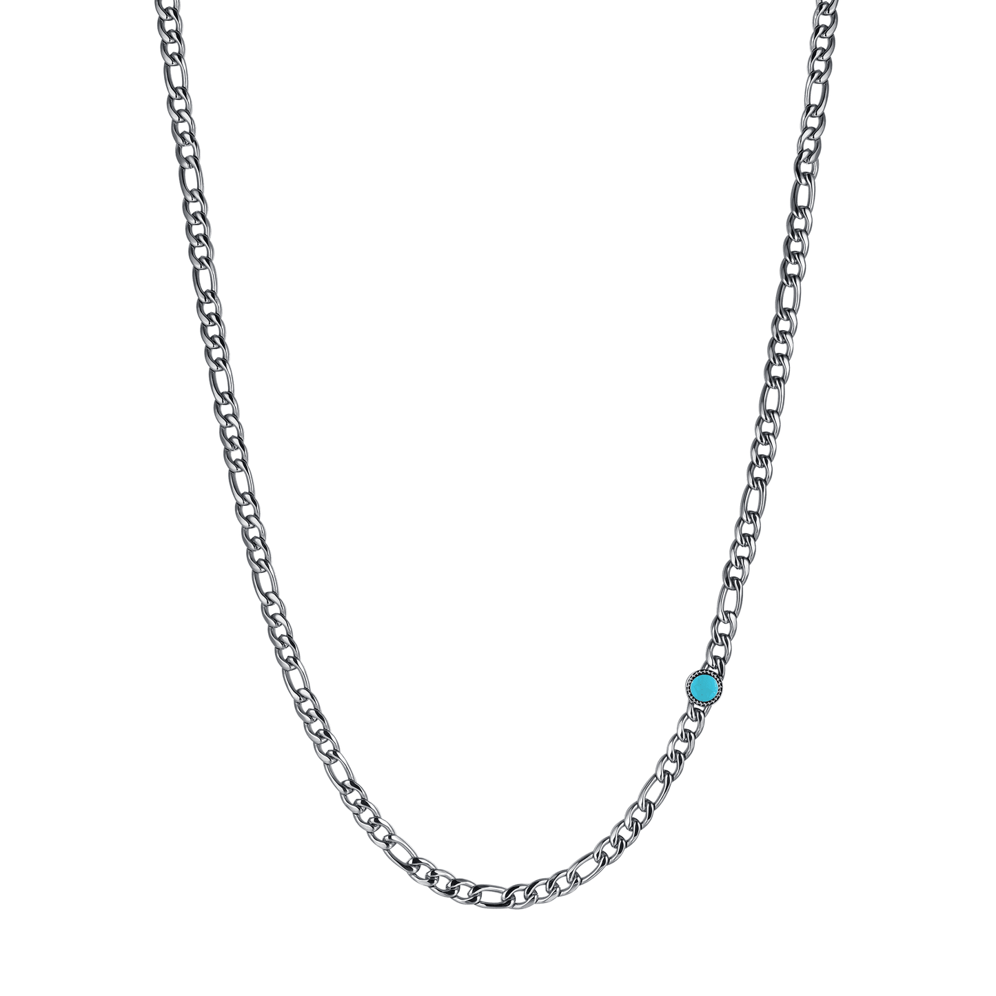 COLLAR DE HOMBRE DE ACERO CON PIEDRA TURQUESA