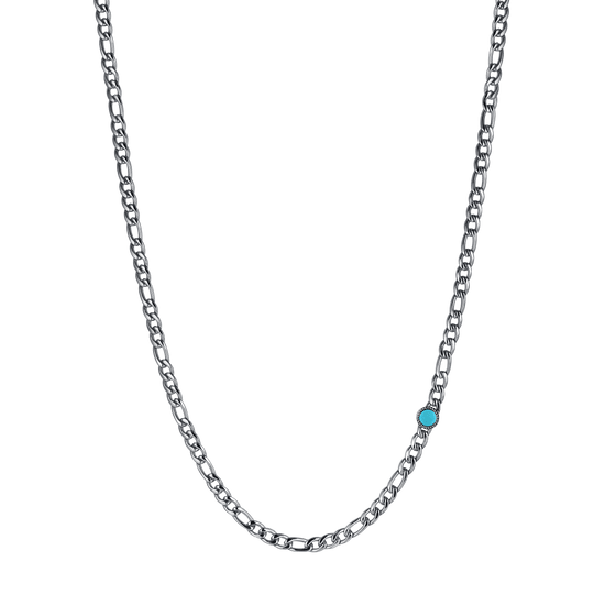COLLAR DE HOMBRE DE ACERO CON PIEDRA TURQUESA