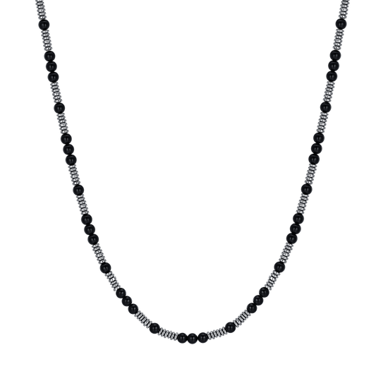 COLLAR DE HOMBRE CON PIEDRAS NEGRAS Y ELEMENTOS DE ACERO Luca Barra