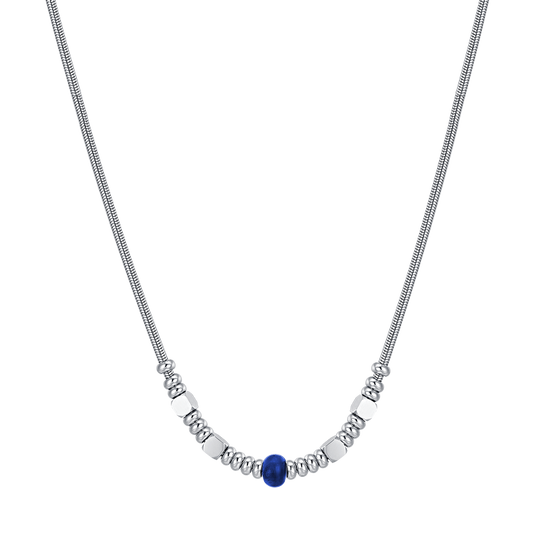COLLAR DE HOMBRE DE ACERO CON PIEDRA AZUL
