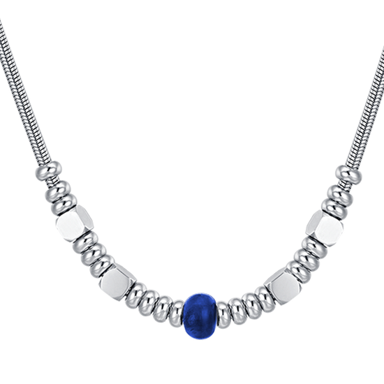 COLLAR DE HOMBRE DE ACERO CON PIEDRA AZUL