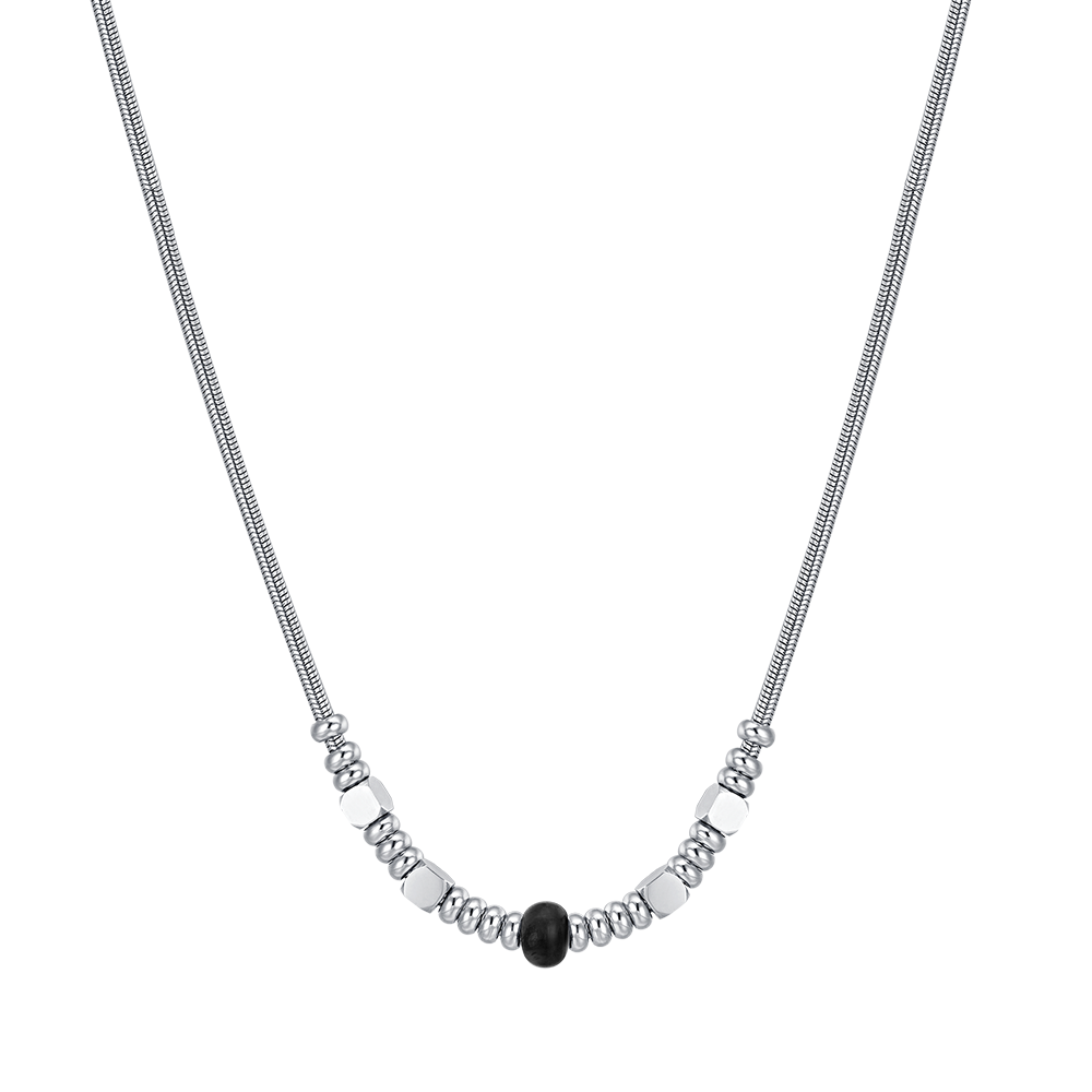 COLLAR DE HOMBRE DE ACERO CON AGATA NEGRA