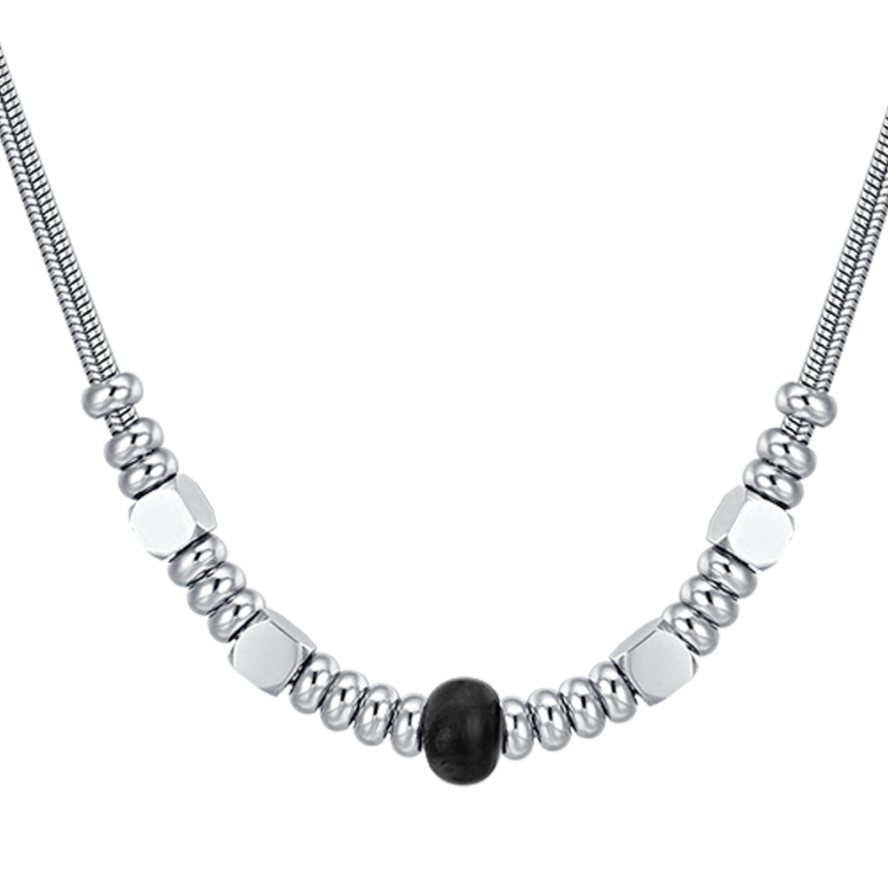 COLLAR DE HOMBRE DE ACERO CON AGATA NEGRA