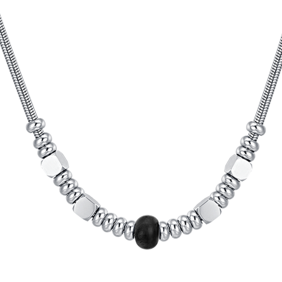 COLLAR DE HOMBRE DE ACERO CON AGATA NEGRA