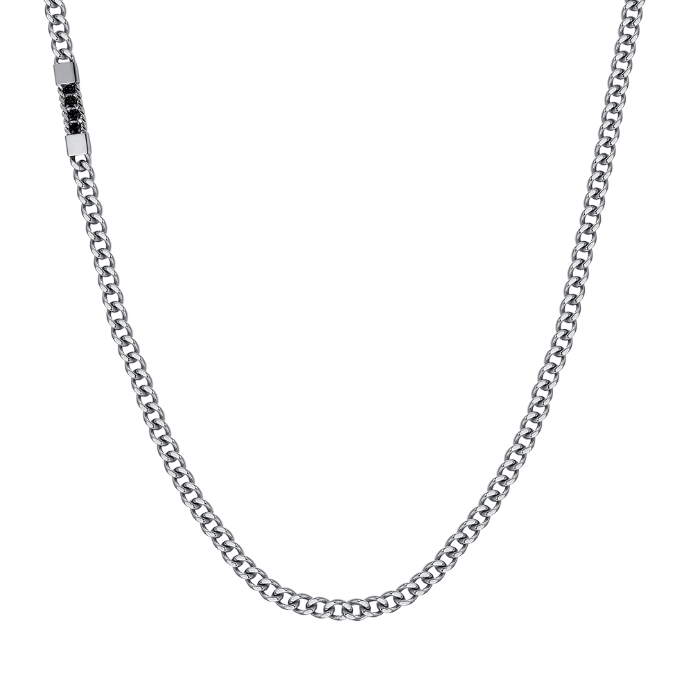 COLLAR ELEMENTO DE ACERO PARA HOMBRE CON CRISTALES NEGROS