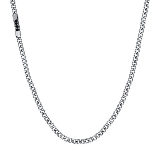 COLLAR ELEMENTO DE ACERO PARA HOMBRE CON CRISTALES NEGROS