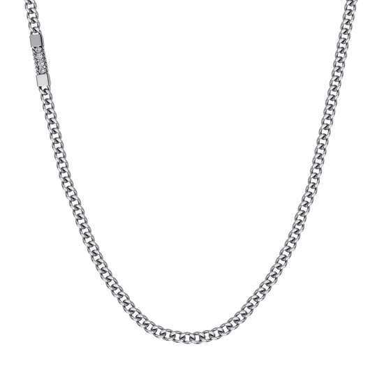 COLLAR ELEMENTO DE ACERO PARA HOMBRE CON CRISTALES BLANCOS
