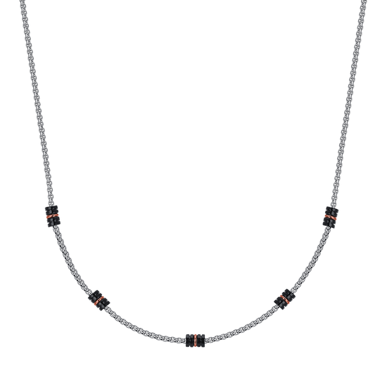 COLLAR DE ACERO PARA HOMBRE CON ELEMENTOS IP NEGRO E IP ROSA