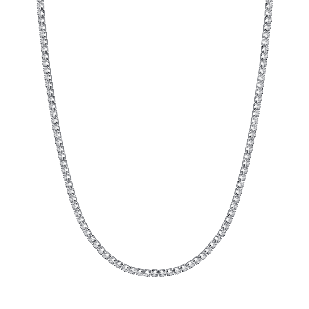 COLLAR DE TENIS DE HOMBRE DE ACERO CON CRISTALES BLANCOS