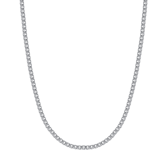 COLLAR DE TENIS DE HOMBRE DE ACERO CON CRISTALES BLANCOS