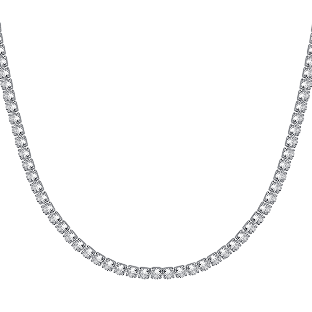 COLLAR DE TENIS DE HOMBRE DE ACERO CON CRISTALES BLANCOS