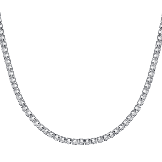 COLLAR DE TENIS DE HOMBRE DE ACERO CON CRISTALES BLANCOS
