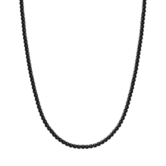 COLLAR DE TENIS DE ACERO PARA HOMBRE CON CRISTALES NEGROS