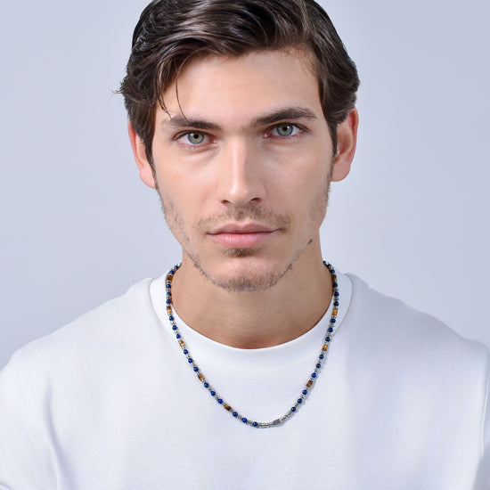 COLLAR DE HOMBRE DE ACERO CON PIEDRA LAPIS