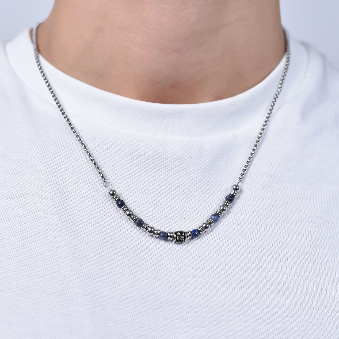 COLLAR ACERO SODALITA HOMBRE AZUL