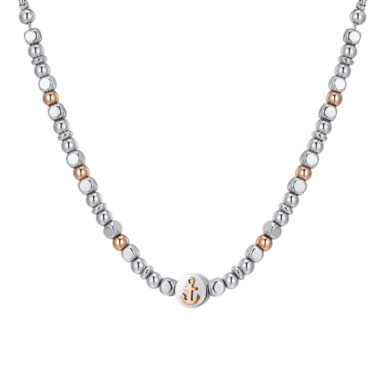 ANCLA DE ACERO IP COLLAR DE ORO ROSA