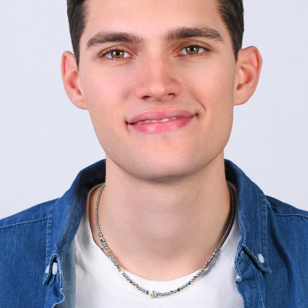 ANCLA DE ACERO IP COLLAR DE ORO ROSA