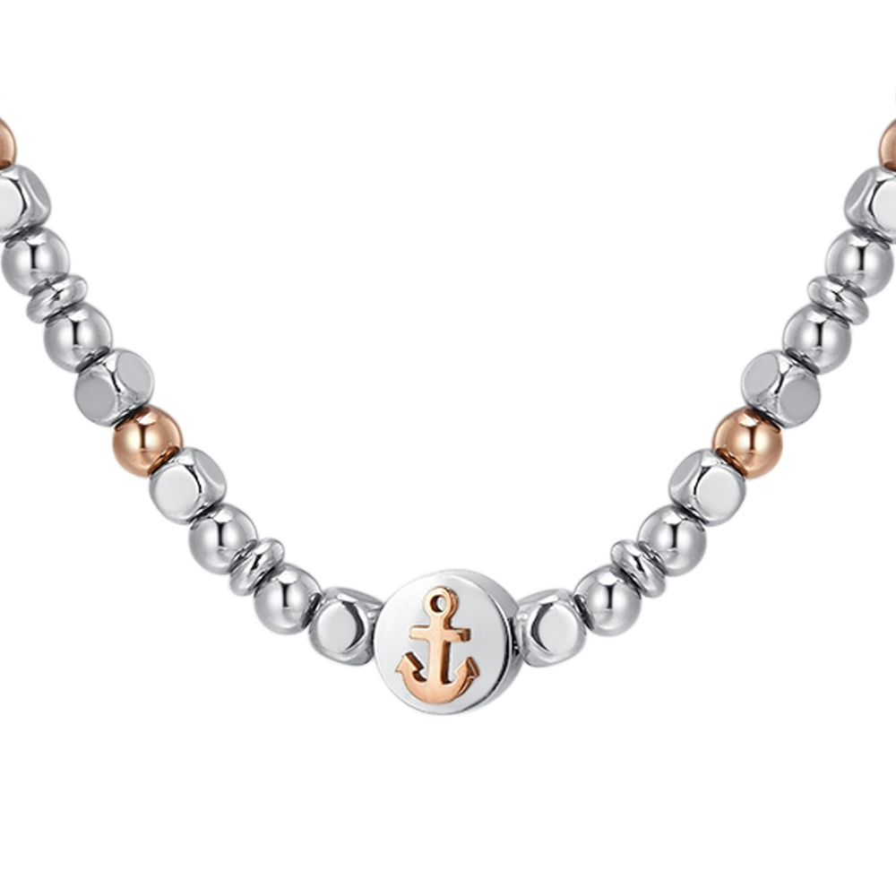 ANCLA DE ACERO IP COLLAR DE ORO ROSA