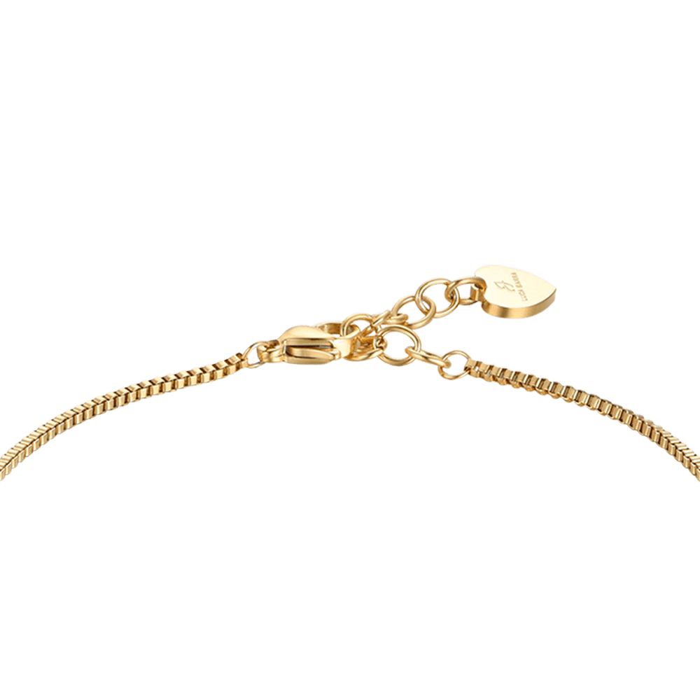 IP TOBILLERA DE MUJER DE ACERO DORADO CON CRISTALES BLANCOS Y ESFERAS