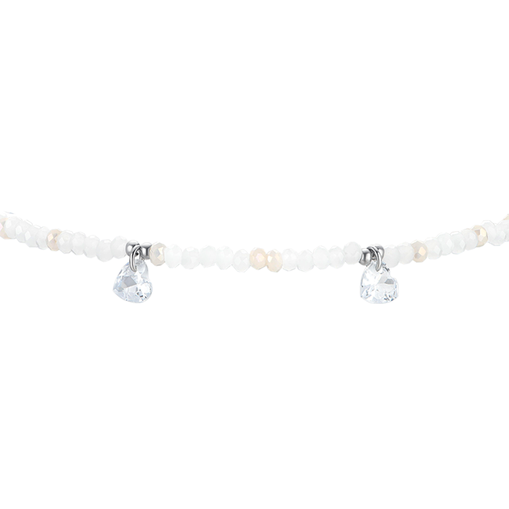 TOBILLERA DE ACERO PARA MUJER PIEDRAS Y CRISTALES BLANCOS