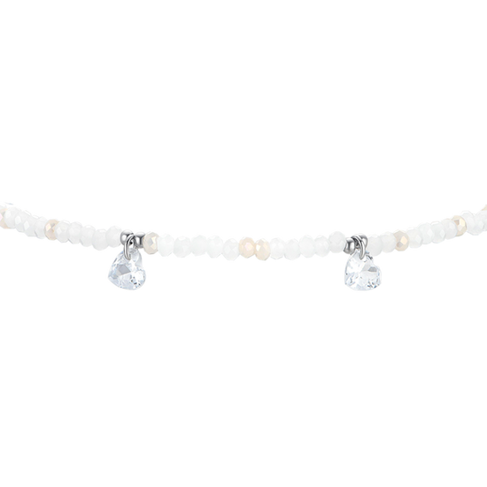 TOBILLERA DE ACERO PARA MUJER PIEDRAS Y CRISTALES BLANCOS