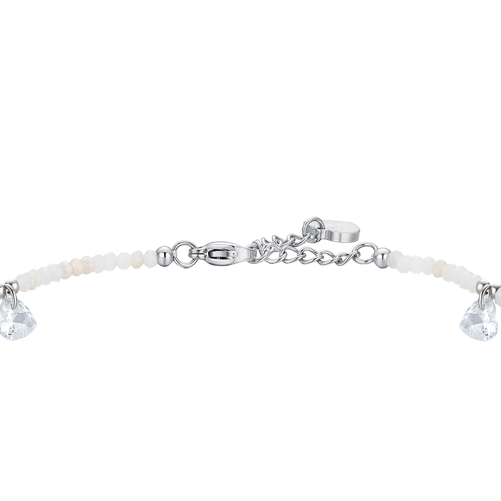TOBILLERA DE ACERO PARA MUJER PIEDRAS Y CRISTALES BLANCOS
