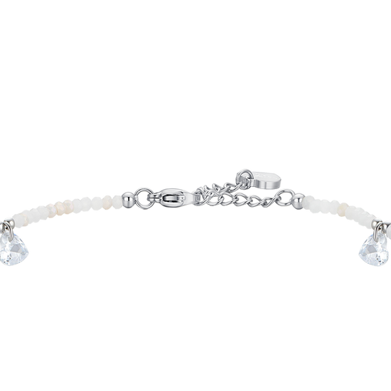 TOBILLERA DE ACERO PARA MUJER PIEDRAS Y CRISTALES BLANCOS