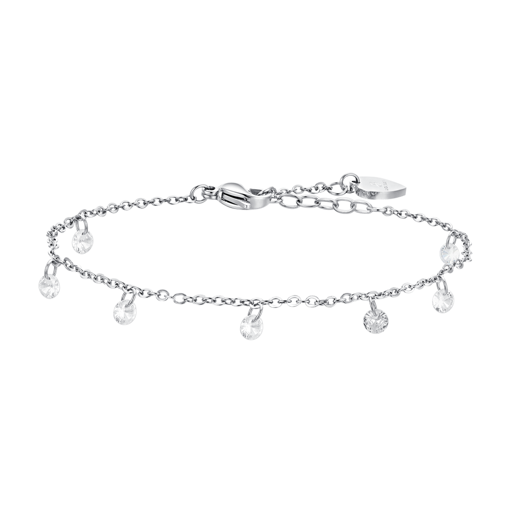 TOBILLERA DE ACERO PARA MUJER CON CIRCONITA BLANCA