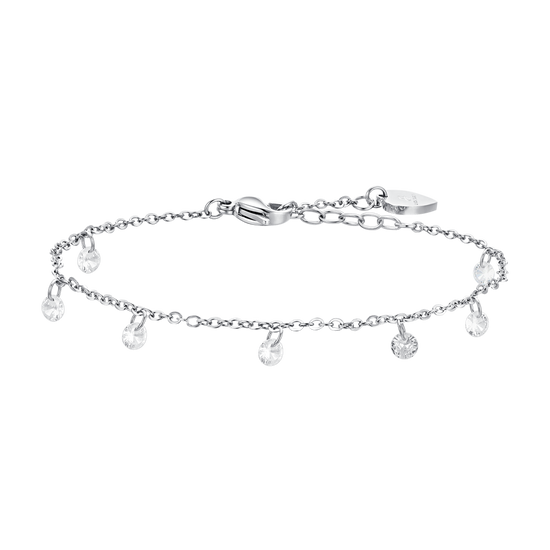 TOBILLERA DE ACERO PARA MUJER CON CIRCONITA BLANCA