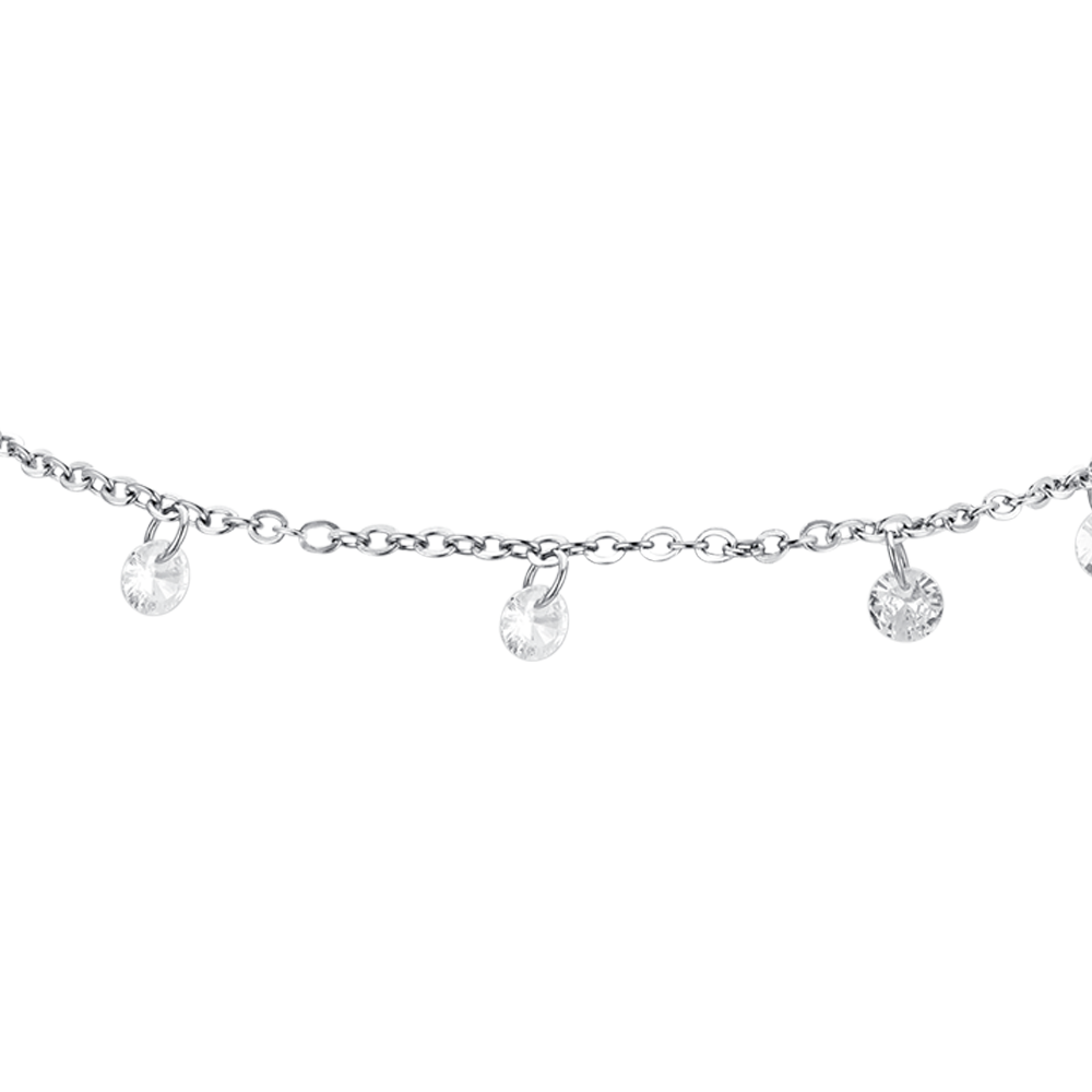 TOBILLERA DE ACERO PARA MUJER CON CIRCONITA BLANCA