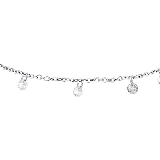 TOBILLERA DE ACERO PARA MUJER CON CIRCONITA BLANCA