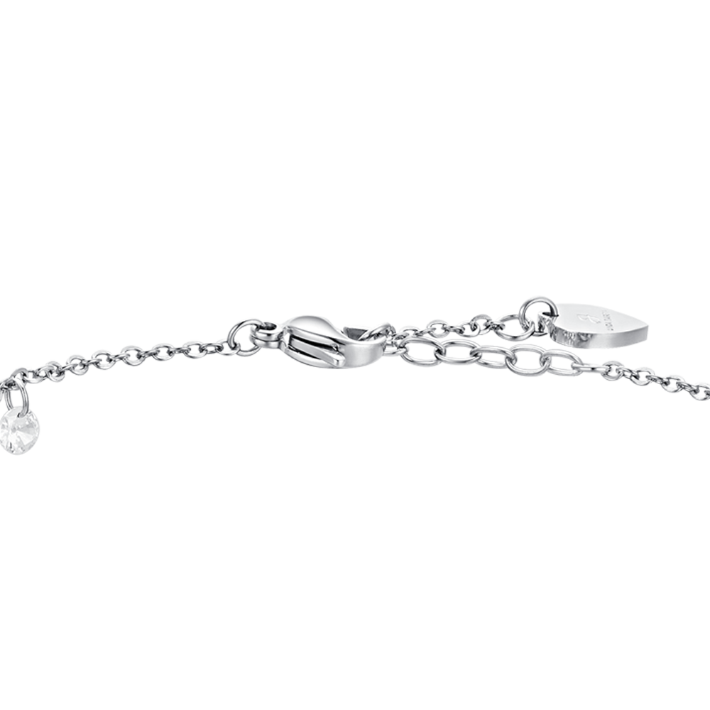 TOBILLERA DE ACERO PARA MUJER CON CIRCONITA BLANCA