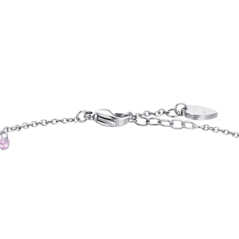 TOBILLERA DE MUJER DE ACERO CON CIRCONITA ROSA