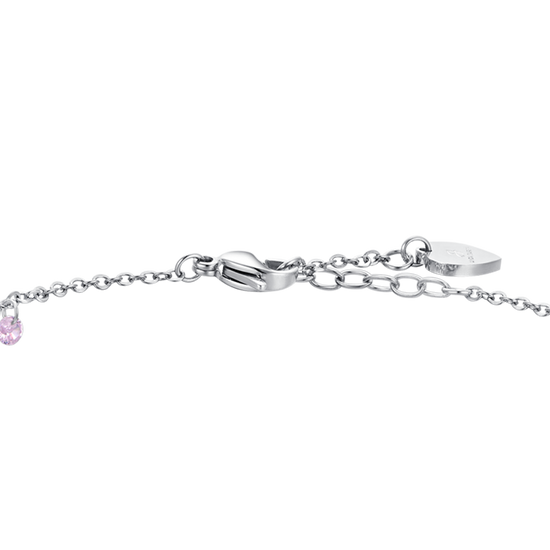 TOBILLERA DE MUJER DE ACERO CON CIRCONITA ROSA