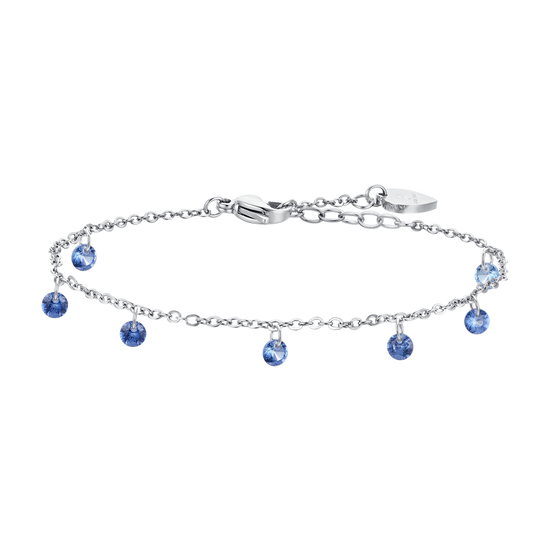 TOBILLERA DE ACERO CON CIRCONITA AZUL PARA MUJER