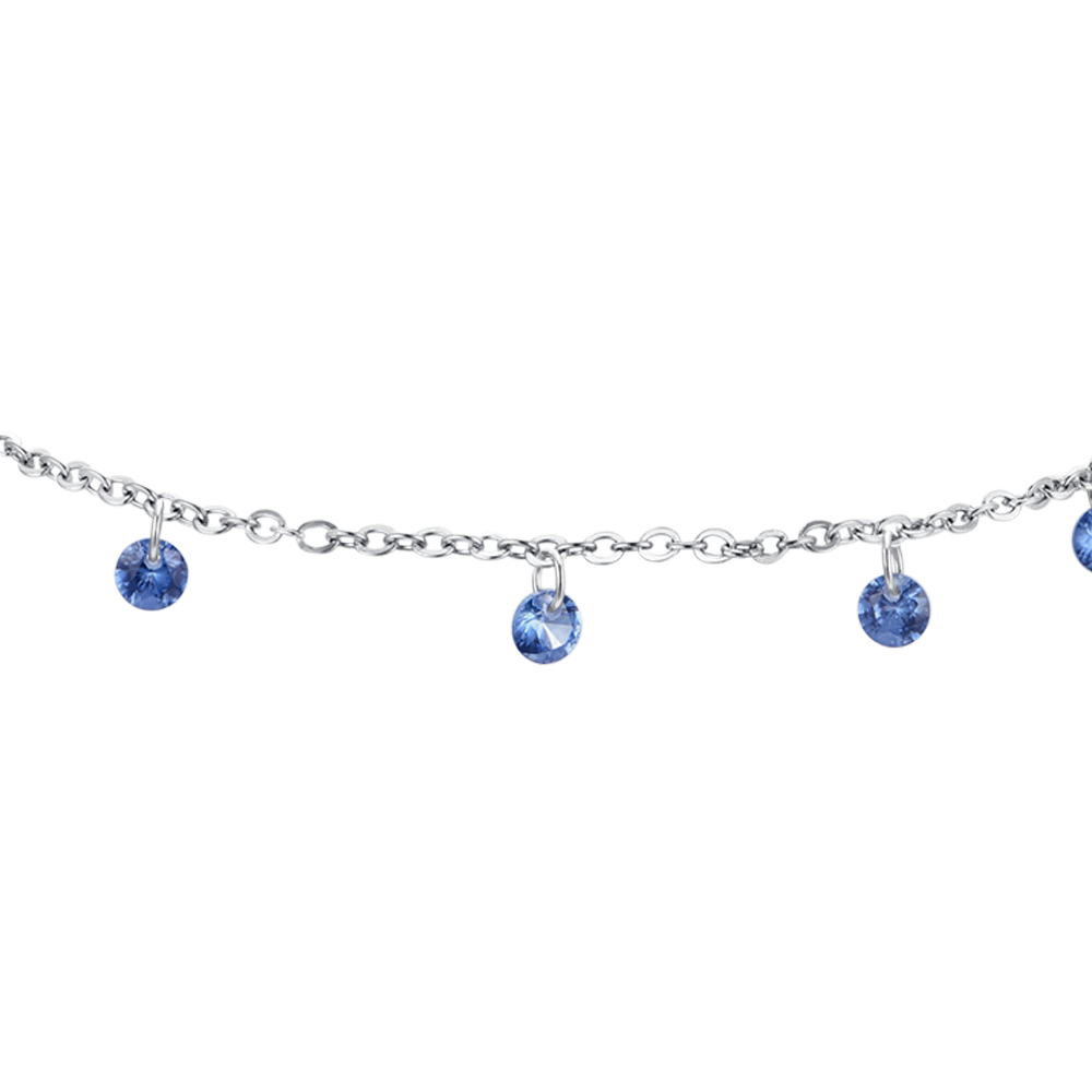 TOBILLERA DE ACERO CON CIRCONITA AZUL PARA MUJER