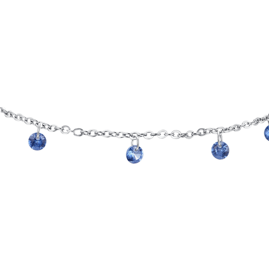 TOBILLERA DE ACERO CON CIRCONITA AZUL PARA MUJER