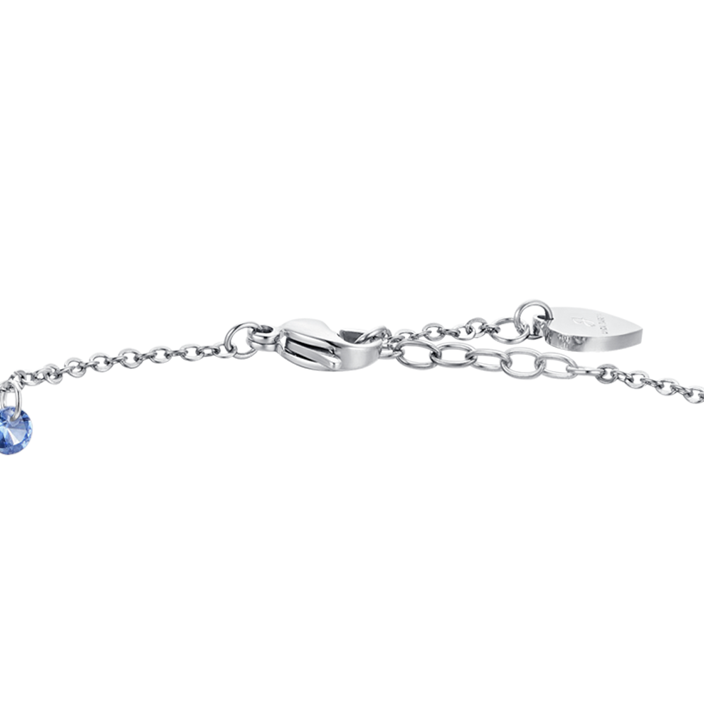 TOBILLERA DE ACERO CON CIRCONITA AZUL PARA MUJER