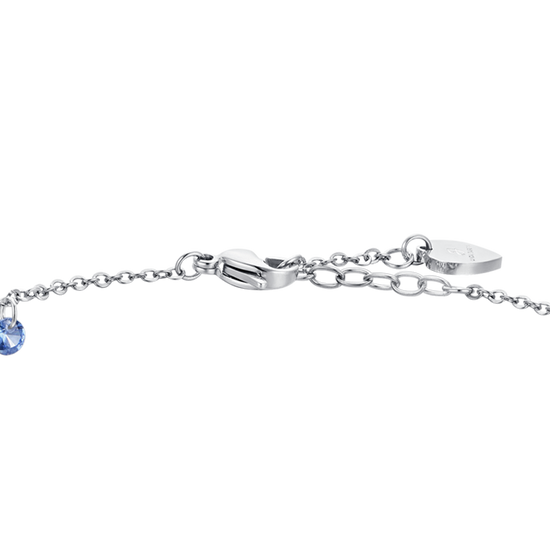 TOBILLERA DE ACERO CON CIRCONITA AZUL PARA MUJER