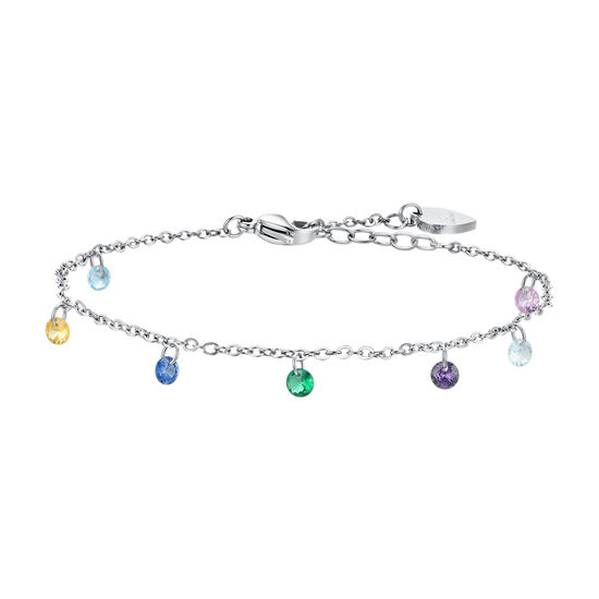 TOBILLERA DE ACERO CON CIRCONITA CÚBICA MULTICOLOR PARA MUJER