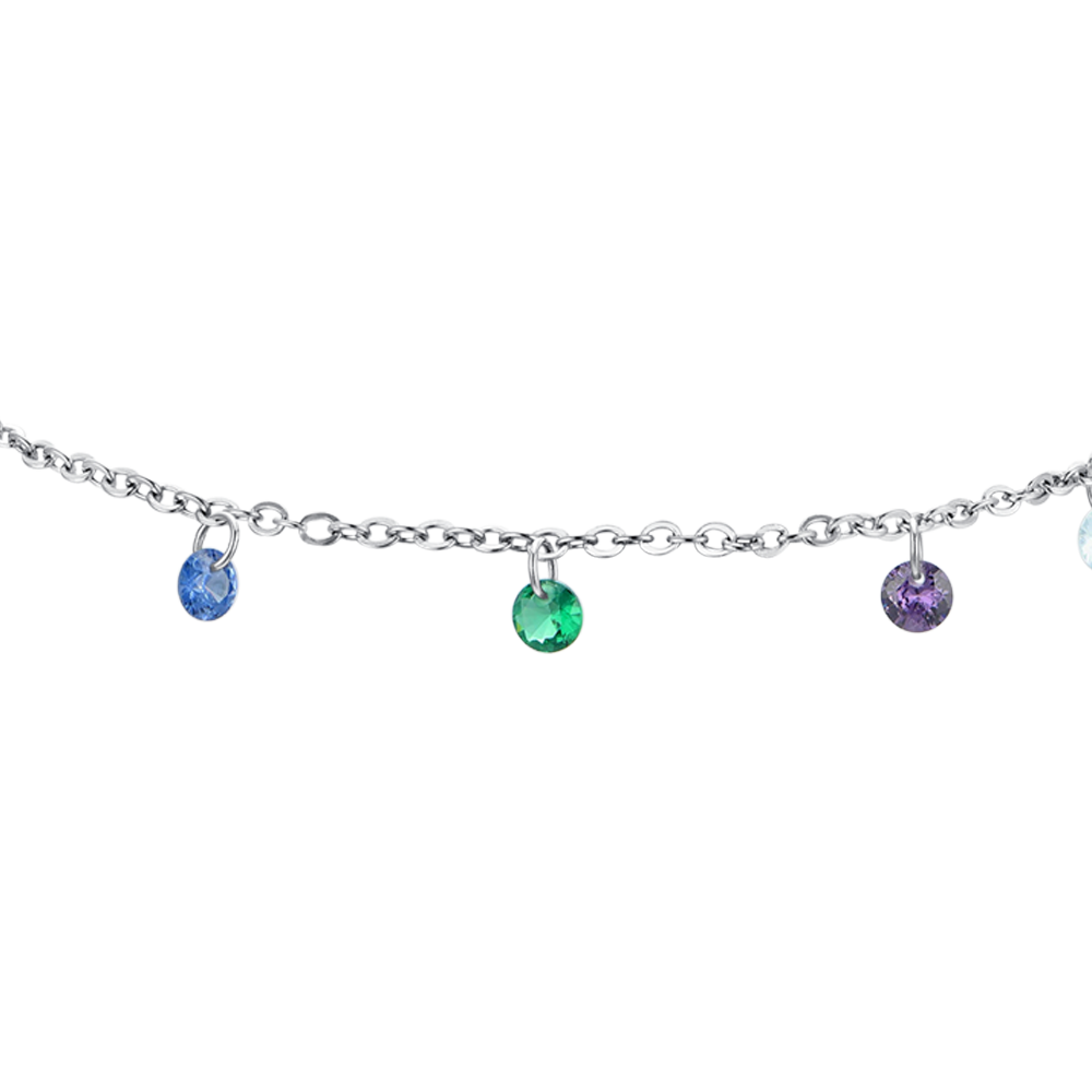TOBILLERA DE ACERO CON CIRCONITA CÚBICA MULTICOLOR PARA MUJER