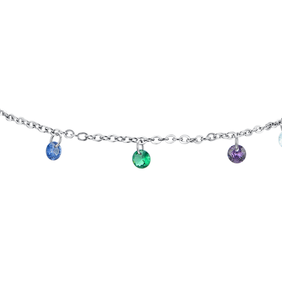 TOBILLERA DE ACERO CON CIRCONITA CÚBICA MULTICOLOR PARA MUJER